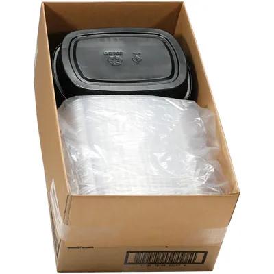Take-Out Container Base & Lid Combo With Dome Lid Large (LG) 60 OZ Aluminum Black Gold Clear Rectangle 50/Case