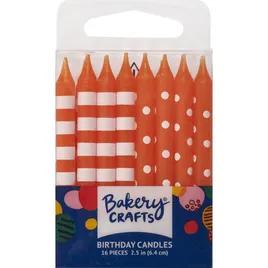 Birthday Candle 2.25 IN Orange Stripes & Dots 12/Pack