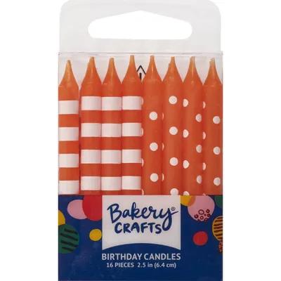 Birthday Candle 2.25 IN Orange Stripes & Dots 12/Pack