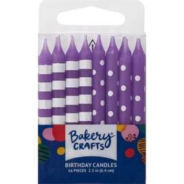 Birthday Candle 2.5 IN Purple Stripes & Dots 12/Pack