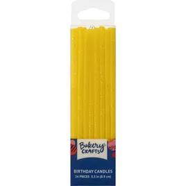 Candle Yellow Glitter Slim 12/Pack