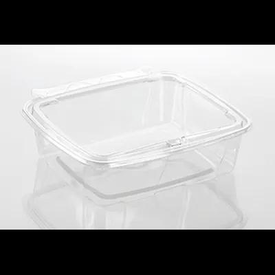 Fresh N' Sealed® Deli Container Hinged With Flat Lid 48 OZ PET Clear Rectangle 150/Case