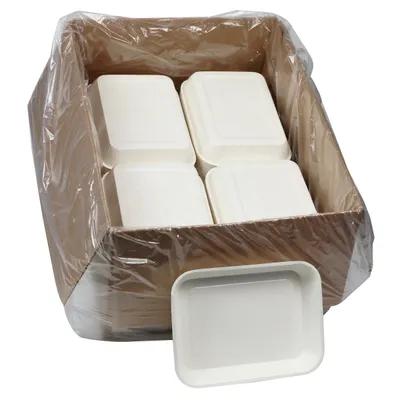 Take-Out Container Base With Dome Lid 7.46875X9.96875X1.5 IN Paperboard White Brown Rectangle 250/Case