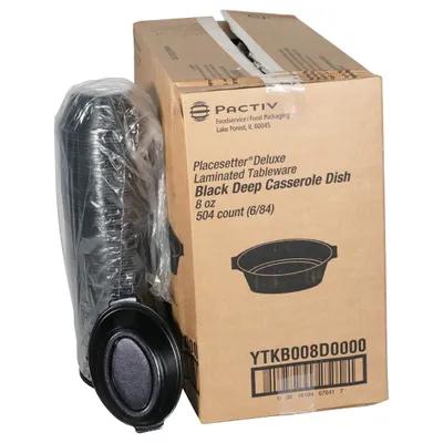 Casserole Take-Out Container Base 8 IN Polystyrene Foam Black Oblong Cut Resistant 504/Case