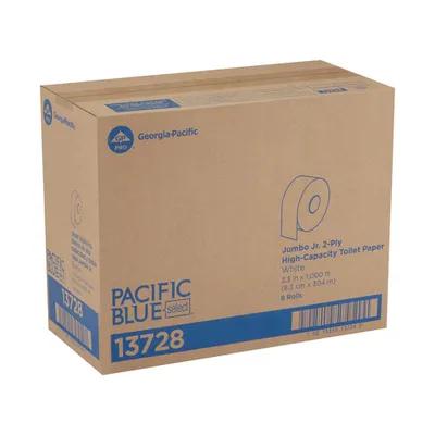 Pacific Blue Select Toilet Paper & Tissue Roll 3.3IN X1000FT 2PLY White Jumbo (JRT) 1000 Sheets/Roll 8 Rolls/Case