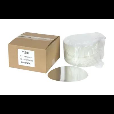 Lid 9.3X9.1 IN Paperboard White Silver Round For Container 300/Case