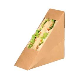 Sandwich Wedge 4.8X2X4.8 IN Corrugated Paperboard Kraft With Window 50 Count/Pack 10 Packs/Case 500 Count/Case