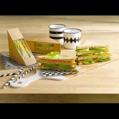 Sandwich Wedge 4.8X2X4.8 IN Corrugated Paperboard Kraft With Window 50 Count/Pack 10 Packs/Case 500 Count/Case