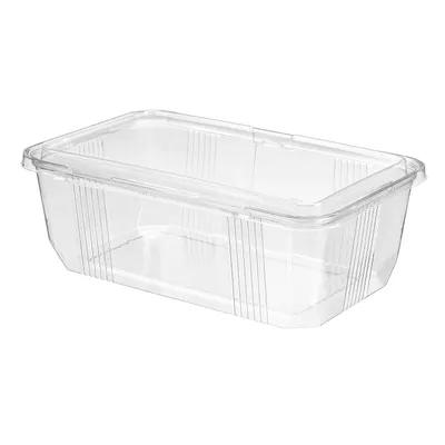 Safe-T-Fresh® Deli Container Hinged With Flat Lid 128 OZ RPET Clear Rectangle 60/Case