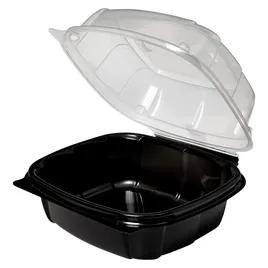 Take-Out Container Hinged With Dome Lid 6X6X2.5 IN PP Black Clear Square 171/Case