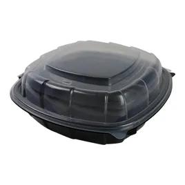 Take-Out Container Hinged With Dome Lid 9X9X3 IN PP Black Clear Square 112/Case