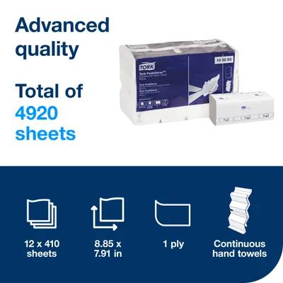 Tork PeakServe Continuous™ Folded Paper Towel H5 8.85X7.91 IN 3.15X7.91 IN White Embossed 410 Sheets/Pack 12 Packs/Case