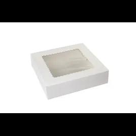 Cake Box 10X10X2.5 IN Paperboard White 4 Corner Beers With Window 150/Case