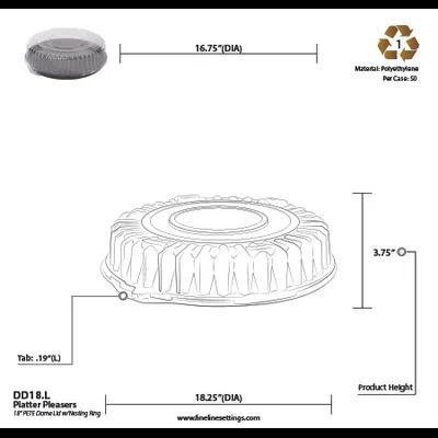 Lid Dome 18 IN PET Clear Round For Container Lock Ring Nesting Ring 50/Case