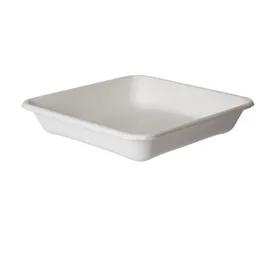 WorldView Take-Out Container Base 9X9X1.6 IN Sugarcane White Square Cut Resistant Grease Resistant 200/Case