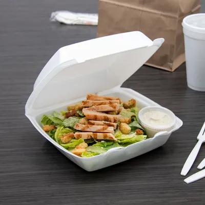 Dart® Take-Out Container Hinged 8.36X7.96X3.2 IN XPS White Insulated Convertible 100 Count/Pack 2 Packs/Case