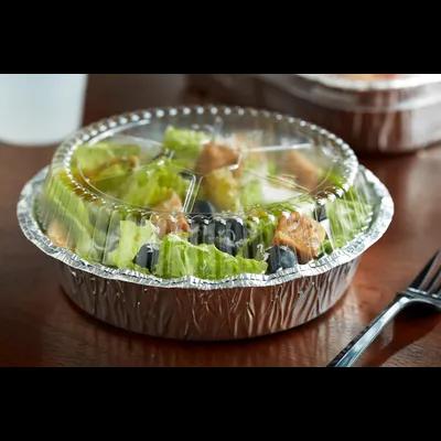 Take-Out Container Base & Lid Combo With Flat Lid 24 OZ Aluminum Foil-Lined Paper White Silver Round 200/Case