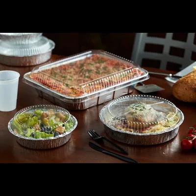 Take-Out Container Base & Lid Combo With Flat Lid 24 OZ Aluminum Foil-Lined Paper White Silver Round 200/Case