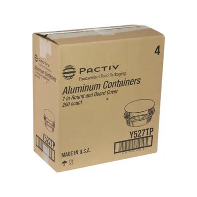 Take-Out Container Base & Lid Combo With Flat Lid 24 OZ Aluminum Foil-Lined Paper White Silver Round 200/Case