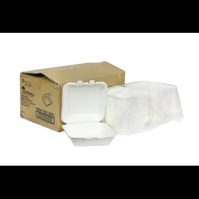 Take-Out Container Hinged With Dome Lid 9X9X3.5 IN Molded Fiber White Square 150/Case