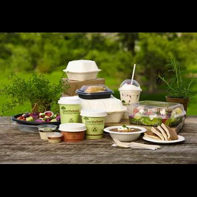 Take-Out Container Hinged With Dome Lid 9X9X3.5 IN Molded Fiber White Square 150/Case