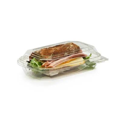 The BOTTLEBOX ® Take-Out Container Hinged 10X7.28X1.25 IN RPET Clear Rectangle 250/Case