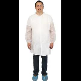 Lab Coat XL White Spunbond Polypropylene No Pockets Elastic Wrists Economy 30/Case