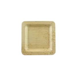 Plate 3.5X3.5 IN Bamboo Leaf Natural Square 10 Count/Pack 10 Packs/Case 100 Count/Case