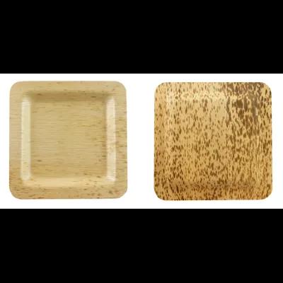 Plate 3.5X3.5 IN Bamboo Leaf Natural Square 10 Count/Pack 10 Packs/Case 100 Count/Case