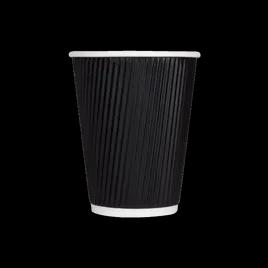 Karat® Hot Cup 12 OZ Paper Black 90MM Rippled 500/Case