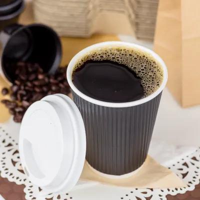 Karat® Hot Cup 12 OZ Paper Black 90MM Rippled 500/Case