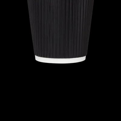 Karat® Hot Cup 12 OZ Paper Black 90MM Rippled 500/Case