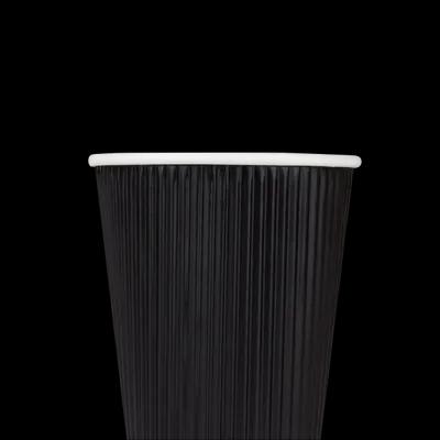 Karat® Hot Cup 12 OZ Paper Black 90MM Rippled 500/Case