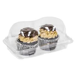 Cupcake Muffin Hinged Container With Dome Lid Jumbo 8X5.25X3.8 IN 2 Compartment PET Clear Rectangle 220/Case