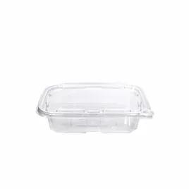 Deli Container Hinged With Flat Lid 20 OZ RPET Clear Rectangle 200/Case