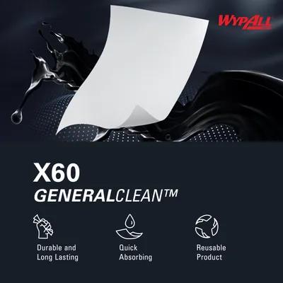 WypAll® X60 All Purpose Cleaning Cloth 11.1X16.8 IN HydroKnit White Brag Box 236/Case