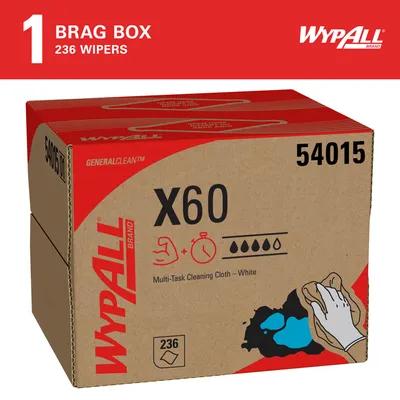 WypAll® X60 All Purpose Cleaning Cloth 11.1X16.8 IN HydroKnit White Brag Box 236/Case