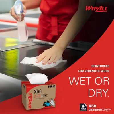 WypAll® X60 All Purpose Cleaning Cloth 11.1X16.8 IN HydroKnit White Brag Box 236/Case