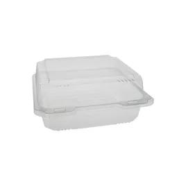 Bakery Hinged Container With Dome Lid 8.75X8.25X3.625 IN PET Clear Square 200/Case