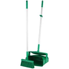 Lobby Pan & Broom 14.625X7.125 IN 37IN Green PP With Hanging Hole Color Coded 1/Each