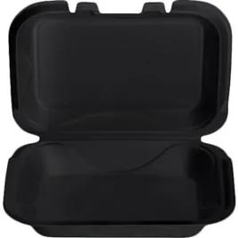 Take-Out Container Hinged With Dome Lid 9.25X6.75X2.75 IN Polystyrene Foam Black Rectangle 200/Case