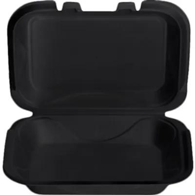 Take-Out Container Hinged With Dome Lid 9.25X6.75X2.75 IN Polystyrene Foam Black Rectangle 200/Case