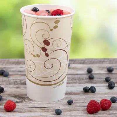 Solo® Cold Cup 44 OZ Double Sided Poly Paper (DSP) Multicolor Symphony® Stock Print 25 Count/Pack 20 Packs/Case
