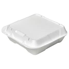Take-Out Container Hinged Large (LG) 9.25X9.25X3 IN Polystyrene Foam White Square Vented 200/Case
