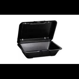 Take-Out Container Hinged With Dome Lid Large (LG) 9.25X6.5X2.875 IN Polystyrene Foam Black Deep 200/Case