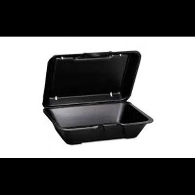 Take-Out Container Hinged With Dome Lid Large (LG) 9.25X6.5X2.875 IN Polystyrene Foam Black Deep 200/Case