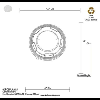 Lid CPLA For 12-32 OZ Food Container 500/Case