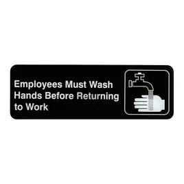 Sign Must Wash Hands 9X3 IN Plastic Black White 1/Each