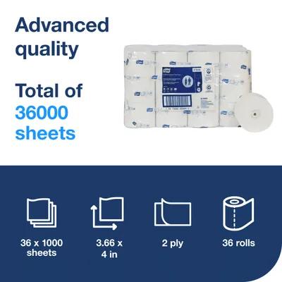 Tork Toilet Paper & Tissue Roll T7 4X3.66 IN 333.333 FT White High Capacity Embossed 1000 Sheets/Roll 36 Rolls/Case