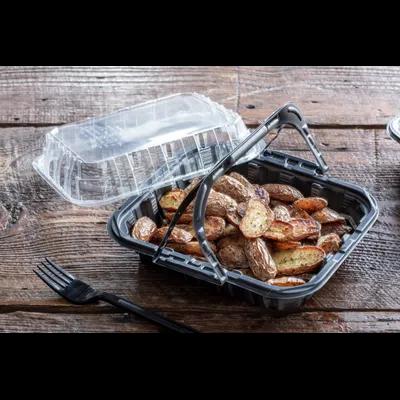 MealMaster® Chicken Container & Lid Combo With Dome Lid Small (SM) 4 Piece MFPP OPS Black Clear With Handle 100/Case